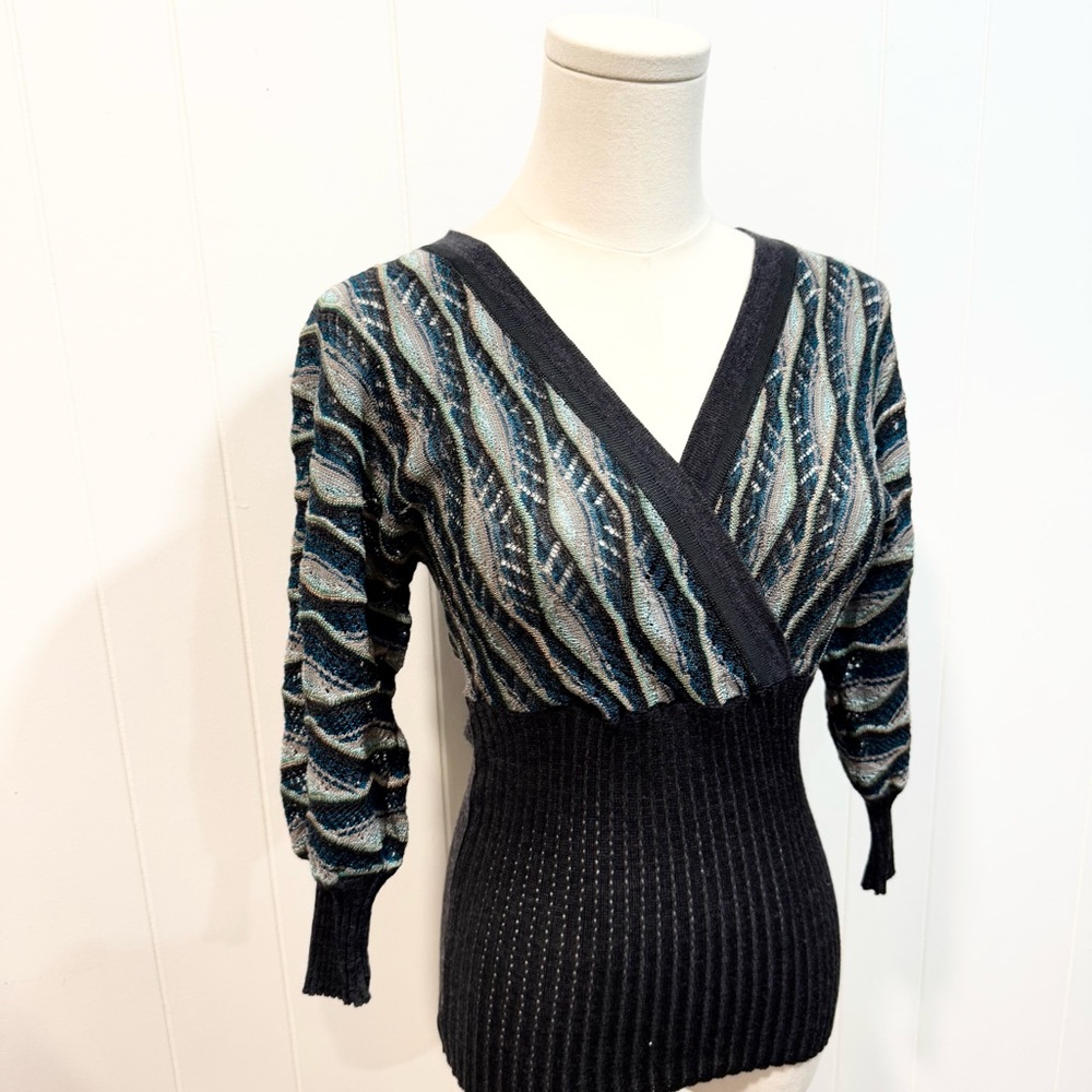 Vintage Y2K Missoni Italian Knit Form Fitting Long Sleeve Top US 2 Wool Blend - Picture 2 of 8